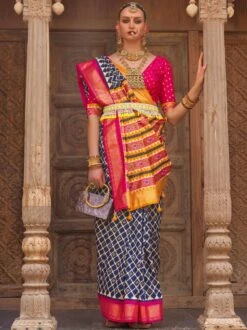 Blue Traditional Printed Saree In Silk