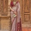 Brown Printed Patola Silk Saree With Blouse
