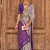 Grey Printed Patola Silk Saree With Blouse -Riwaayat Store 867