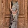 Silver Printed Traditional Saree In Patola Silk -Riwaayat Store 869