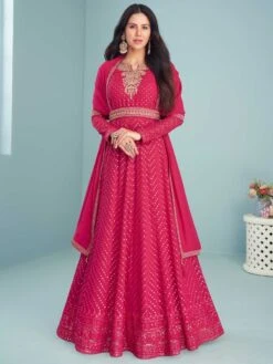 Pink Sequins Embroidered Anarkali Salwar Kameez