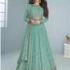 Turquoise Embroidered Anarkali Salwar Kameez