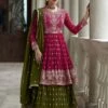 Pink Embroidered Kurti Style Lehenga With Dupatta -Riwaayat Store 9428