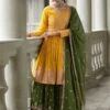 Yellow Thread Embroidered Kurti Style Lehenga -Riwaayat Store 9432