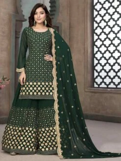 Green Colour Georgette Fabric Designer Salwar Suit.