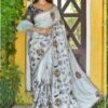 Grey Colour Silk Designer Saree.