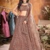 Net Fabric Designer Lehenga Choli Brown Colour -Riwaayat Store f204583