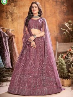 Designer Wedding Lehenga Choli Pink Colour In Net Fabric.