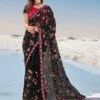 Black Colour Party Wear Saree In Net Fabric. 1 Black Colour Party Wear Saree In Net Fabric. -Riwaayat Store f204710