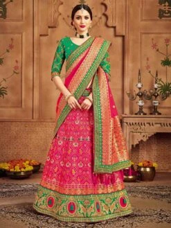 Pink Colour Silk Fabric Wedding Lehenga Choli.