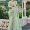 Mint Green Colour Organza Fabric Indian Designer Saree. -Riwaayat Store f216805