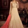 Net Fabric Anarkali Salwar Suit Cream,Golden Colour. 2 Net Fabric Anarkali Salwar Suit Cream,Golden Colour. -Riwaayat Store f221372