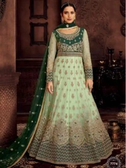 Green Colour Net Fabric Indian Designer Salwar Suit.