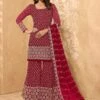 Georgette Fabric Designer Sharara Salwar Kameez Rani Pink Colour. -Riwaayat Store f221818c