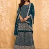 Blue Colour Georgette Fabric Sharara Salwar Suit.