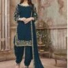 Georgette Fabric Patiala Salwar Kameez Blue Colour. 2 Georgette Fabric Patiala Salwar Kameez Blue Colour. -Riwaayat Store f222301g