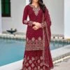 Maroon Colour Designer Sharara Salwar Suit In Georgette Fabric. -Riwaayat Store f222814c