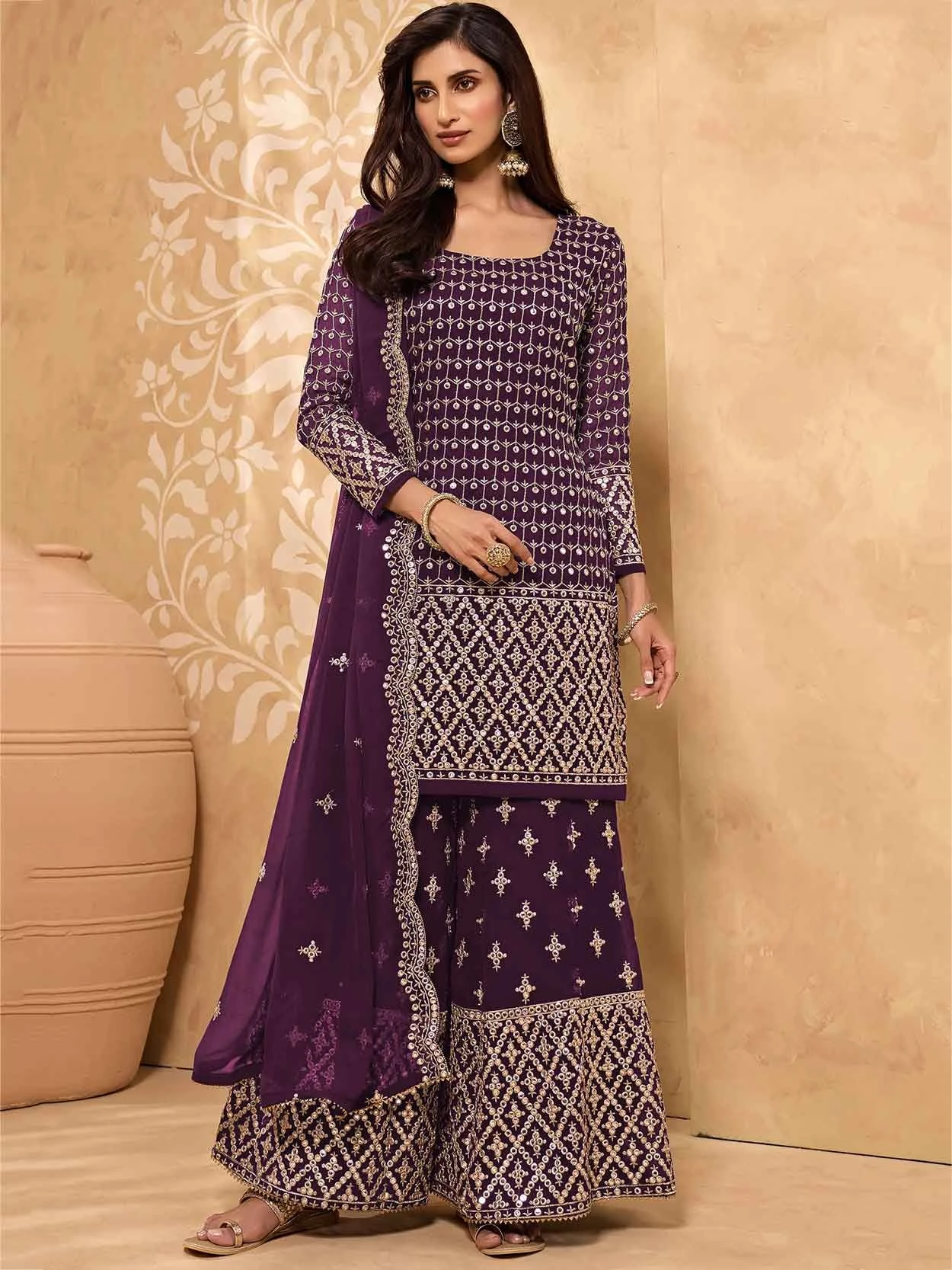 Purple Colour Georgette Fabric Women Salwar Suit. 3 Purple Colour Georgette Fabric Women Salwar Suit.