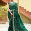 Rama Green Colour Georgette Saree. -Riwaayat Store f225509