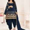 Blue Colour Silk Fabric Patiala Salwar Suit. 2 Blue Colour Silk Fabric Patiala Salwar Suit. -Riwaayat Store f225801