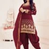 Maroon Colour Silk Fabric Designer Patiala Salwar Kameez. -Riwaayat Store f225802