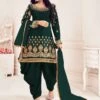 Silk Fabric Patiala Salwar Suit Green Colour.
