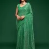 Green Colour Georgette Fabric Designer Saree.