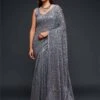 Grey Colour Georgette Fabric Saree.