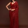 Maroon Colour Georgette Fabric Party Wear Saree. -Riwaayat Store f226610