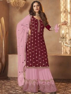 Maroon Colour Designer Palazzo Salwar Suit.