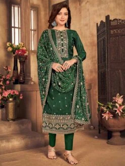 Green Colour Viscose Fabric Designer Salwar Suit.