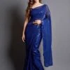 Blue Colour Georgette Fabric Saree. -Riwaayat Store f2327pc2