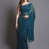 Rama Green Colour Georgette Fabric Women Saree. -Riwaayat Store f2327pc4