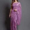 Purple Colour Georgette Fabric Women Saree. -Riwaayat Store f2328pc10