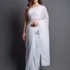 Off White Colour Party Wear Saree In Georgette Fabric. -Riwaayat Store f2328pc14