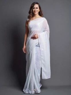 Off White Colour Party Wear Saree In Georgette Fabric.