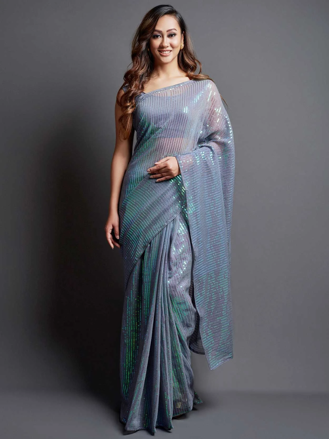 Blue Colour Party Wear Saree In Georgette Fabric. 3 Blue Colour Party Wear Saree In Georgette Fabric.
