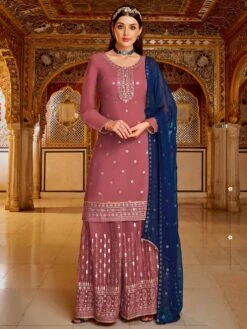 Purple Colour Georgette Fabric Salwar Kameez.