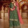 Georgette Fabric Party Wear Salwar Suit Green Colour. 2 Georgette Fabric Party Wear Salwar Suit Green Colour. -Riwaayat Store f234503