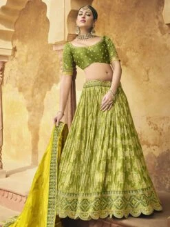 Women's Fuchsia & Georgette Fabric Pretty Unstitched Lehenga Choli