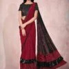 Elegant Red Colour Lycra Fabric Designer Saree. 1 Elegant Red Colour Lycra Fabric Designer Saree. -Riwaayat Store f241109