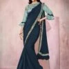 Navy Blue Colour Lycra Fabric Party Wear Saree. -Riwaayat Store f241120
