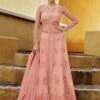 Banglori Silk Fabric Anarkali Salwar Suit Peach Colour. -Riwaayat Store f241263
