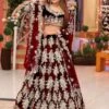 Maroon Colour Wedding Lehenga Choli In Velvet Fabric. -Riwaayat Store f242256c