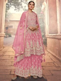 Pink Colour Net Fabric Women Salwar Suit.