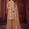 Brown Colour Georgette Fabric Palazzo Salwar Suit.