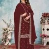 Art Silk Fabric Sharara Salwar Kameez Maroon Colour.