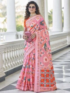 Pink Colour Silk Designer Saree.