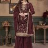 Maroon Colour Salwar Kameez In Georgette Fabric. -Riwaayat Store f244964
