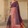 Purple,Wine Colour Indian Designer Saree In Silk Fabric. -Riwaayat Store f245957